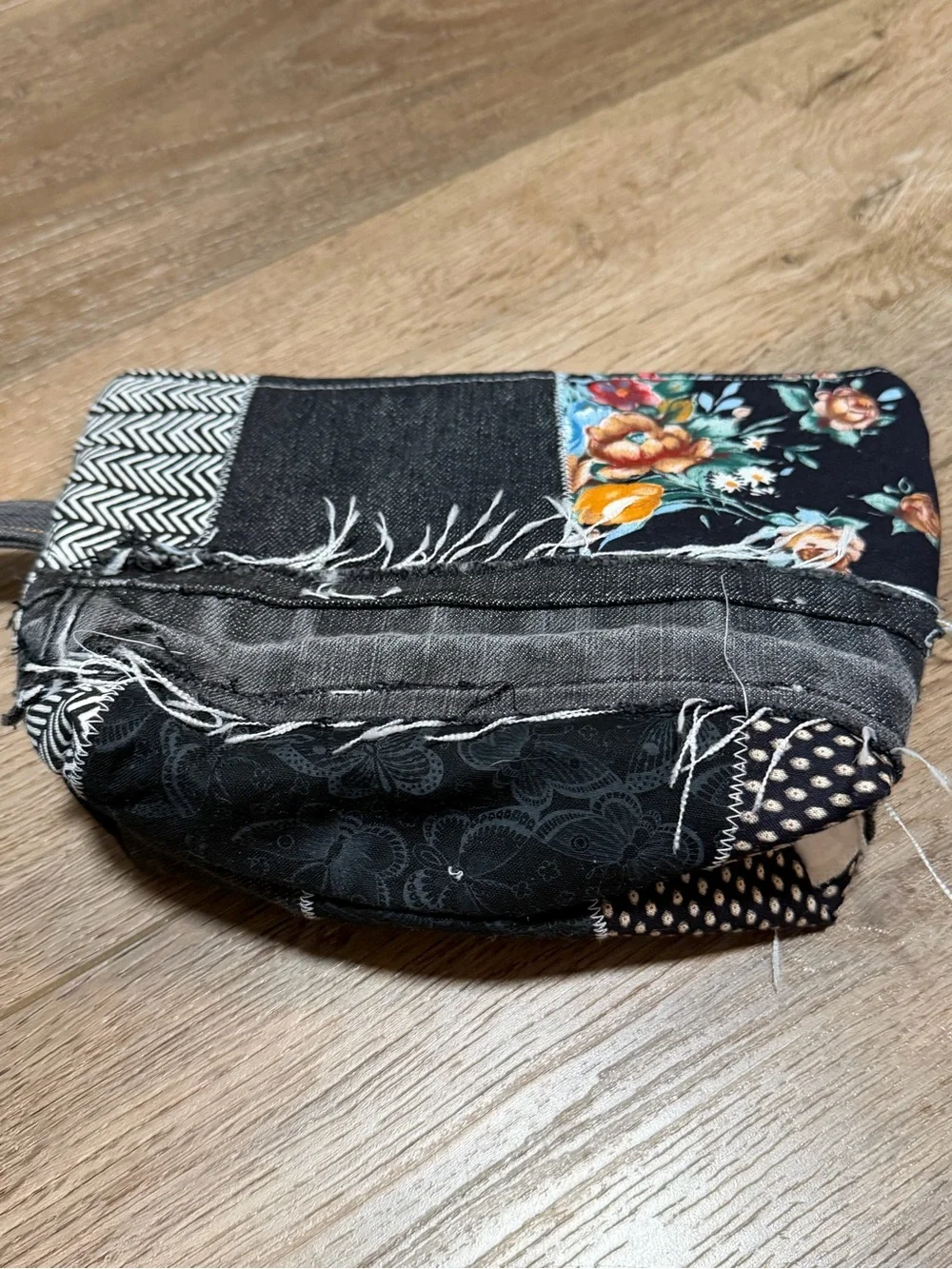 Black & White Patchwork Wristlet Clutch
